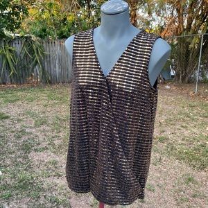 Carmen Marc Valvo Sequined Wrap Top Size M